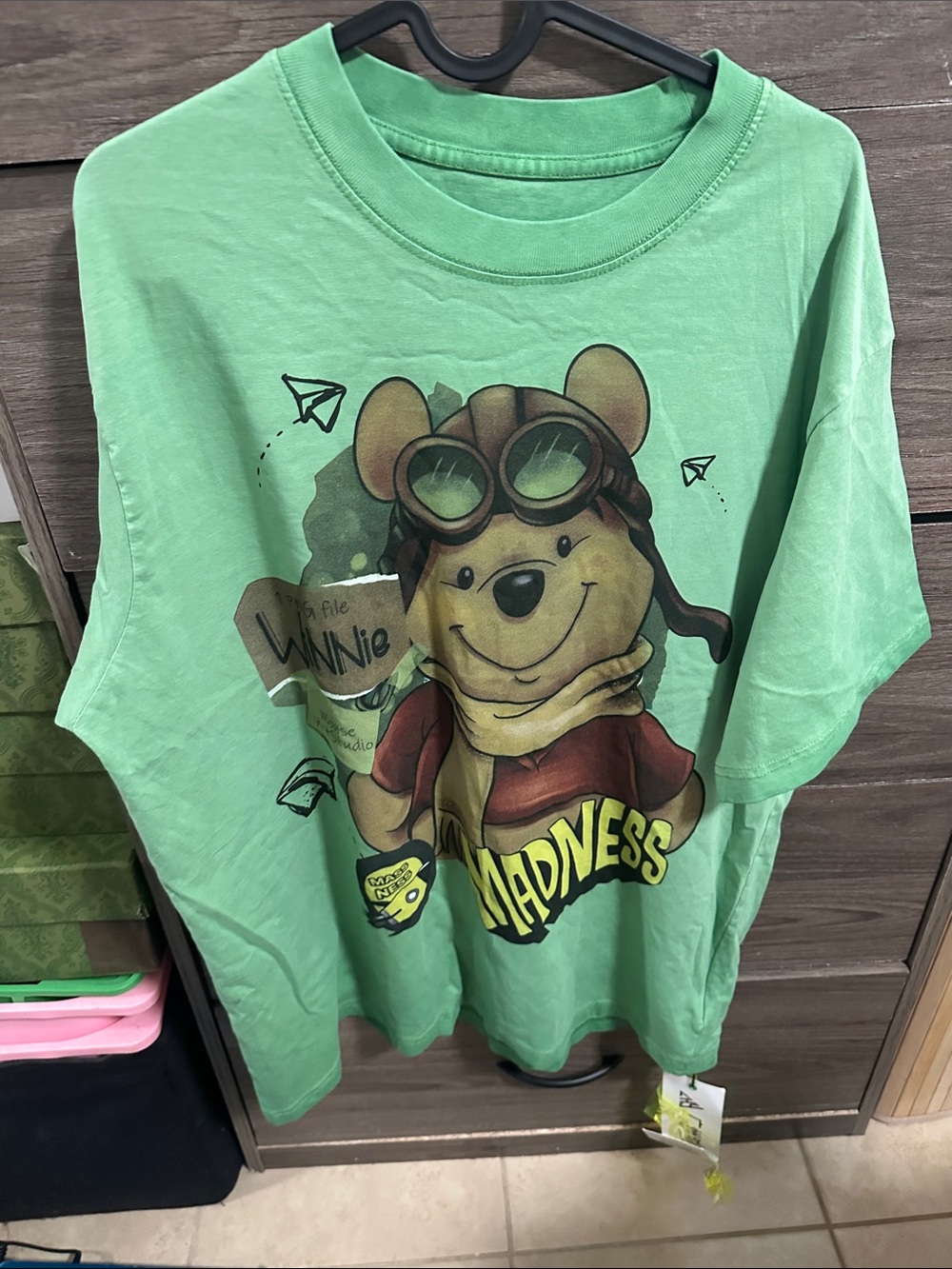 Winnie the Pooh Green Kids Graphic Tee - Madness Print size XL